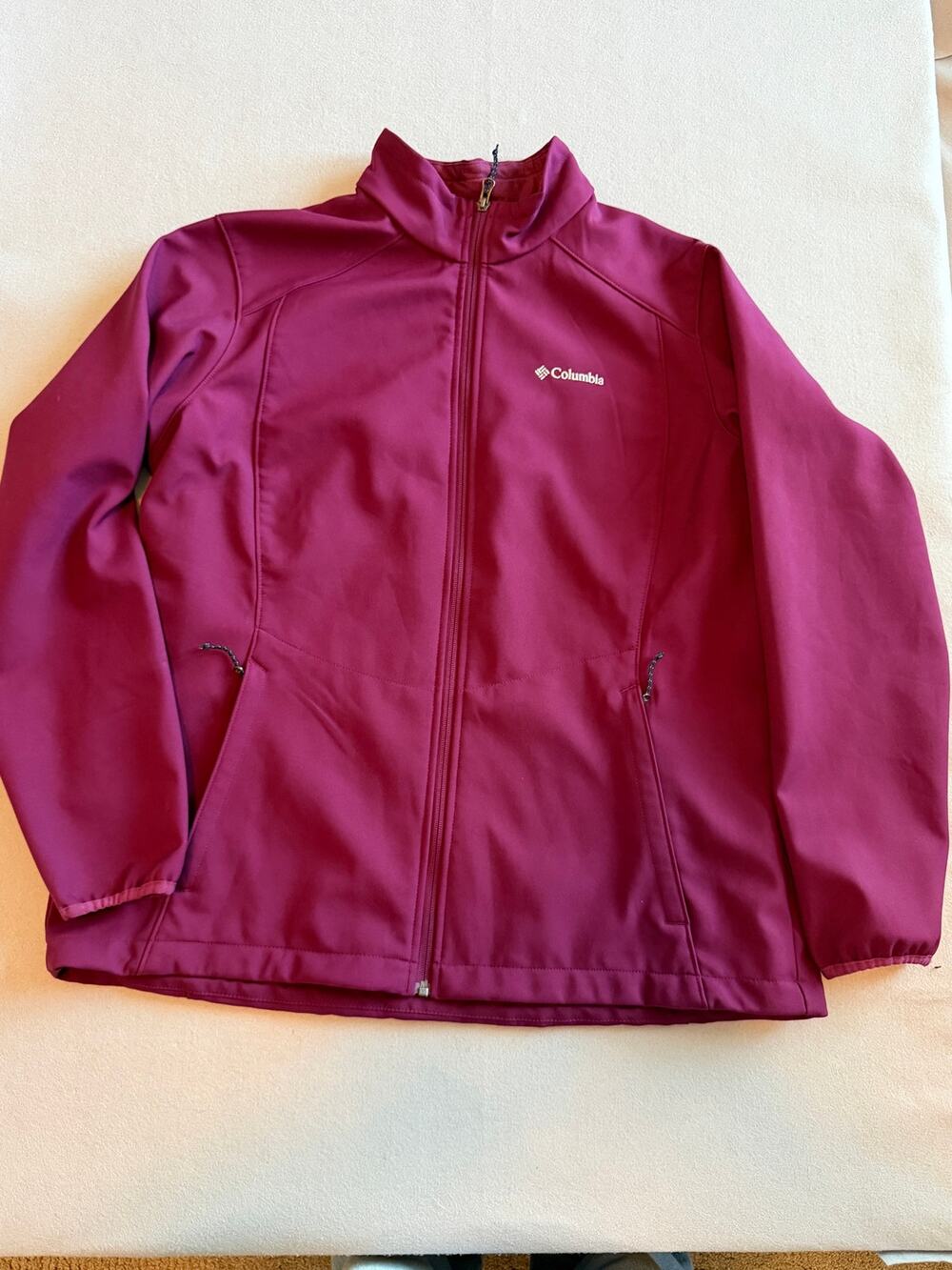 Columbia Women’s 1X Softshell Jacket Berry Magenta Fleece Lined Full Zip